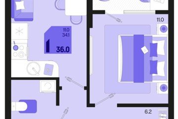 Фото №1: 1-комнатная квартира 36 м² - Краснодар, мкр. Карасунский внутригородской округ, ул. Виктора Казанцева, 1.3лит2