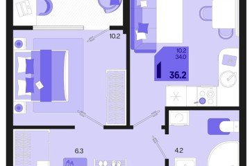 Фото №1: 1-комнатная квартира 36 м² - Краснодар, мкр. Карасунский внутригородской округ, ул. Виктора Казанцева, 1.3лит2