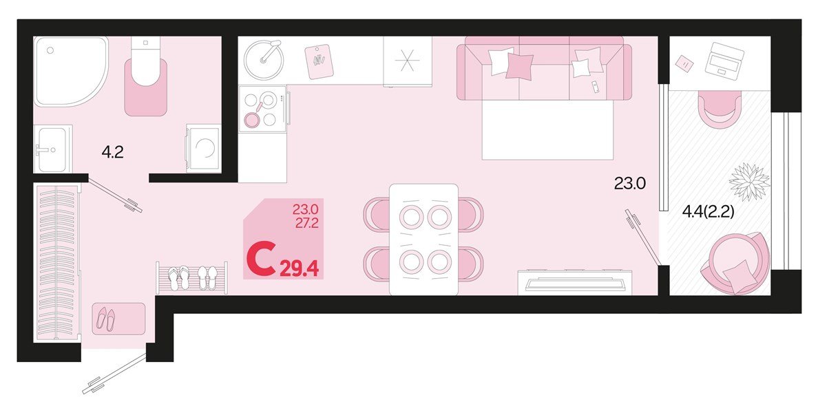 Фото №1: Студия 29 м² - Краснодар, мкр. Карасунский внутригородской округ, ул. Виктора Казанцева, 1.3лит2