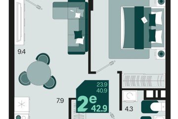 Фото №1: 1-комнатная квартира 42 м² - Краснодар, мкр. Карасунский внутригородской округ, ул. Виктора Казанцева, 1.3лит2