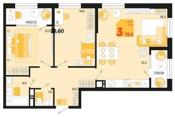 Фото №1: 2-комнатная квартира 78 м² - Краснодар, мкр. Карасунский внутригородской округ, ул. Виктора Казанцева, 1.3лит2