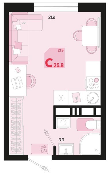 Фото №1: Студия 25 м² - Краснодар, Карасунский внутригородской округ, мкр. ЖК Первое Место, ул. Виктора Казанцева, 1.2лит1