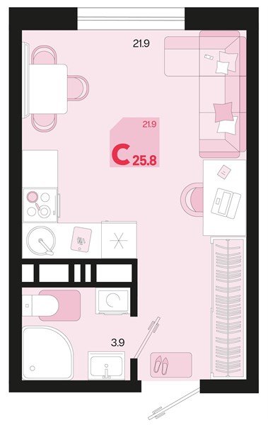 Фото №1: Студия 25 м² - Краснодар, Карасунский внутригородской округ, мкр. ЖК Первое Место, ул. Виктора Казанцева, 1.2лит1