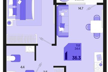 Фото №1: 1-комнатная квартира 36 м² - Краснодар, мкр. Карасунский внутригородской округ, ул. Виктора Казанцева, 1.2лит2