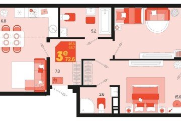 Фото №1: 2-комнатная квартира 72 м² - Краснодар, мкр. Карасунский внутригородской округ, ул. Виктора Казанцева, 1.2лит2