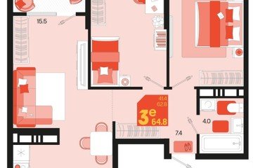 Фото №1: 2-комнатная квартира 64 м² - Краснодар, мкр. Карасунский внутригородской округ, ул. Виктора Казанцева, 1.2лит2