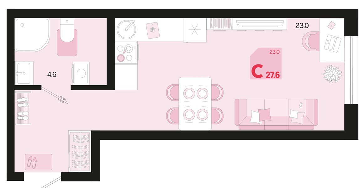 Фото №1: Студия 27 м² - Краснодар, мкр. Карасунский внутригородской округ, ул. Виктора Казанцева, 1.2лит2