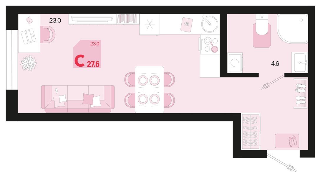 Фото №1: Студия 27 м² - Краснодар, мкр. Карасунский внутригородской округ, ул. Виктора Казанцева, 1.2лит2