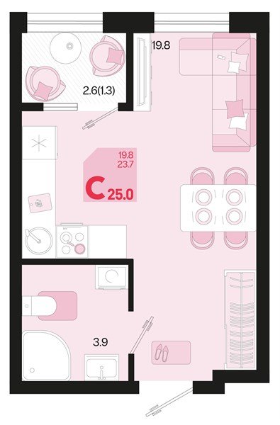 Фото №1: Студия 25 м² - Краснодар, мкр. Карасунский внутригородской округ, ул. Виктора Казанцева, 1.2лит2