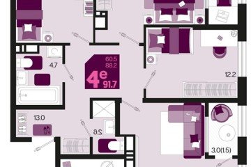 Фото №1: 3-комнатная квартира 91 м² - Краснодар, мкр. Карасунский внутригородской округ, ул. Виктора Казанцева