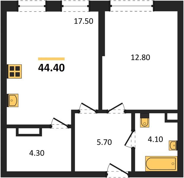 Фото №1: 1-комнатная квартира 44 м² - Краснодар, Догма Парк, мкр. Прикубанский внутригородской округ, ул. Марины Цветаевой, 35