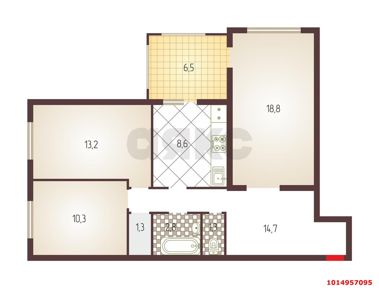 Фото №9: 3-комнатная квартира 77 м² - Краснодар, Фестивальный, ул. Гаражная, 77/1
