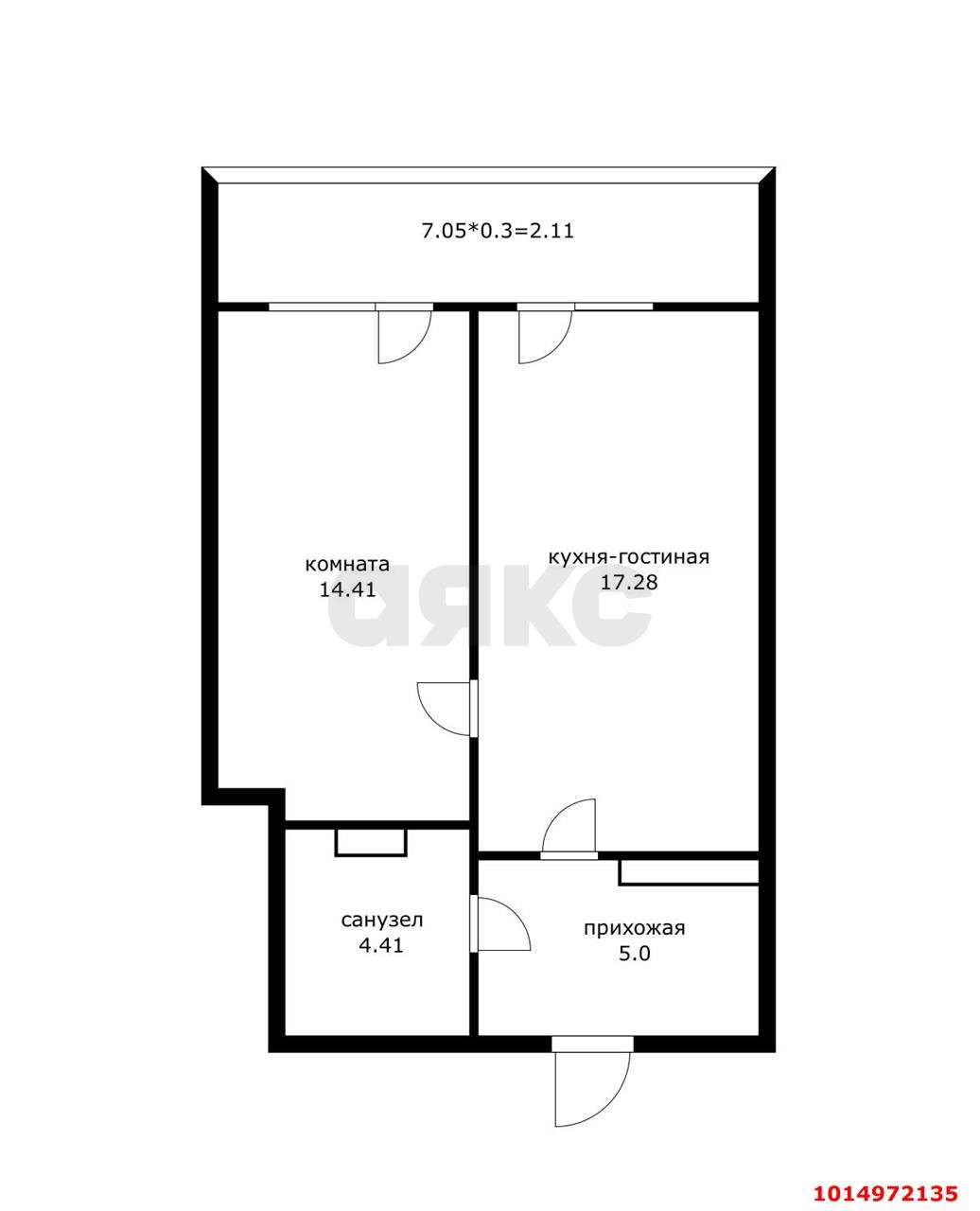 Фото №3: 1-комнатная квартира 50 м² - Краснодар, Любимово, 5