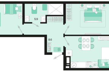 Фото №1: 2-комнатная квартира 61 м² - Краснодар, мкр. Карасунский внутригородской округ, 