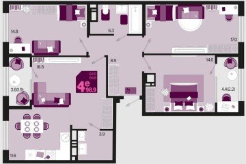 Фото №1: 3-комнатная квартира 98 м² - Краснодар, мкр. Карасунский внутригородской округ, 