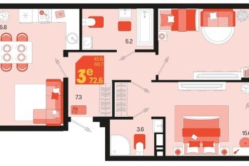 Фото №1: 2-комнатная квартира 72 м² - Краснодар, мкр. Карасунский внутригородской округ, 