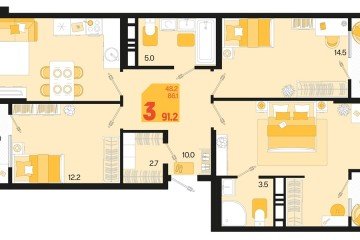 Фото №1: 3-комнатная квартира 91 м² - Краснодар, мкр. Карасунский внутригородской округ, 