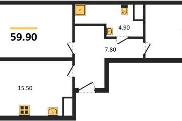 Фото №1: 2-комнатная квартира 61 м² - Краснодар, мкр. ЖК Первое Место, 