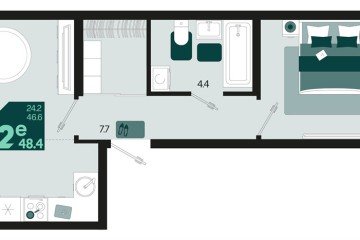 Фото №1: 1-комнатная квартира 48 м² - Краснодар, мкр. Карасунский внутригородской округ, 