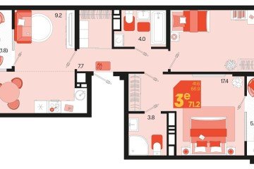 Фото №1: 2-комнатная квартира 71 м² - Краснодар, мкр. Карасунский внутригородской округ, 