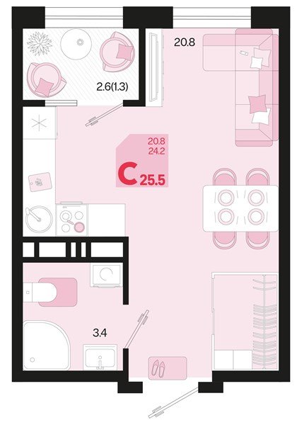 Фото №1: Студия 25 м² - Краснодар, мкр. Карасунский внутригородской округ