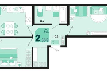 Фото №1: 2-комнатная квартира 65 м² - Краснодар, мкр. Карасунский внутригородской округ, 