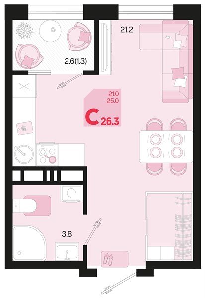 Фото №1: Студия 26 м² - Краснодар, мкр. Карасунский внутригородской округ