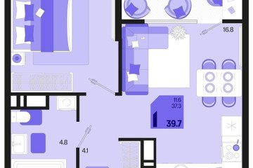Фото №1: 1-комнатная квартира 39 м² - Краснодар, мкр. Карасунский внутригородской округ, 