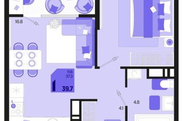 Фото №1: 1-комнатная квартира 39 м² - Краснодар, мкр. Карасунский внутригородской округ, 