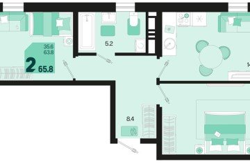 Фото №1: 2-комнатная квартира 65 м² - Краснодар, мкр. Карасунский внутригородской округ, 