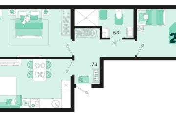 Фото №1: 2-комнатная квартира 60 м² - Краснодар, мкр. Карасунский внутригородской округ, 