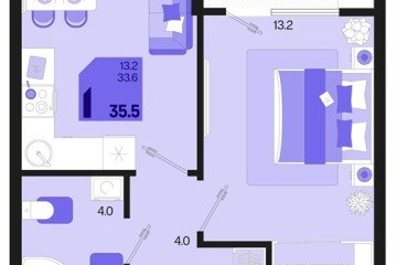 Фото №1: 1-комнатная квартира 35 м² - Краснодар, мкр. Карасунский внутригородской округ, 