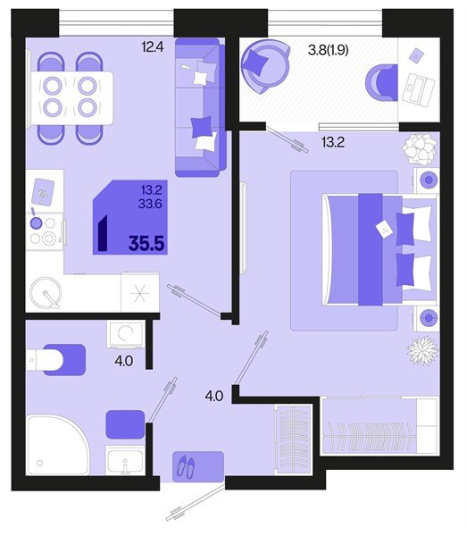 Фото №1: 1-комнатная квартира 35 м² - Краснодар, мкр. Карасунский внутригородской округ