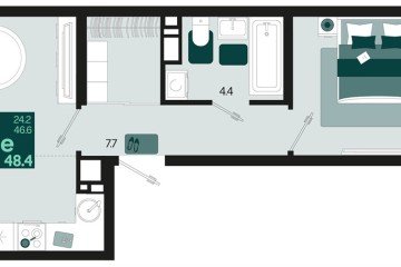 Фото №1: 1-комнатная квартира 48 м² - Краснодар, мкр. Карасунский внутригородской округ, 