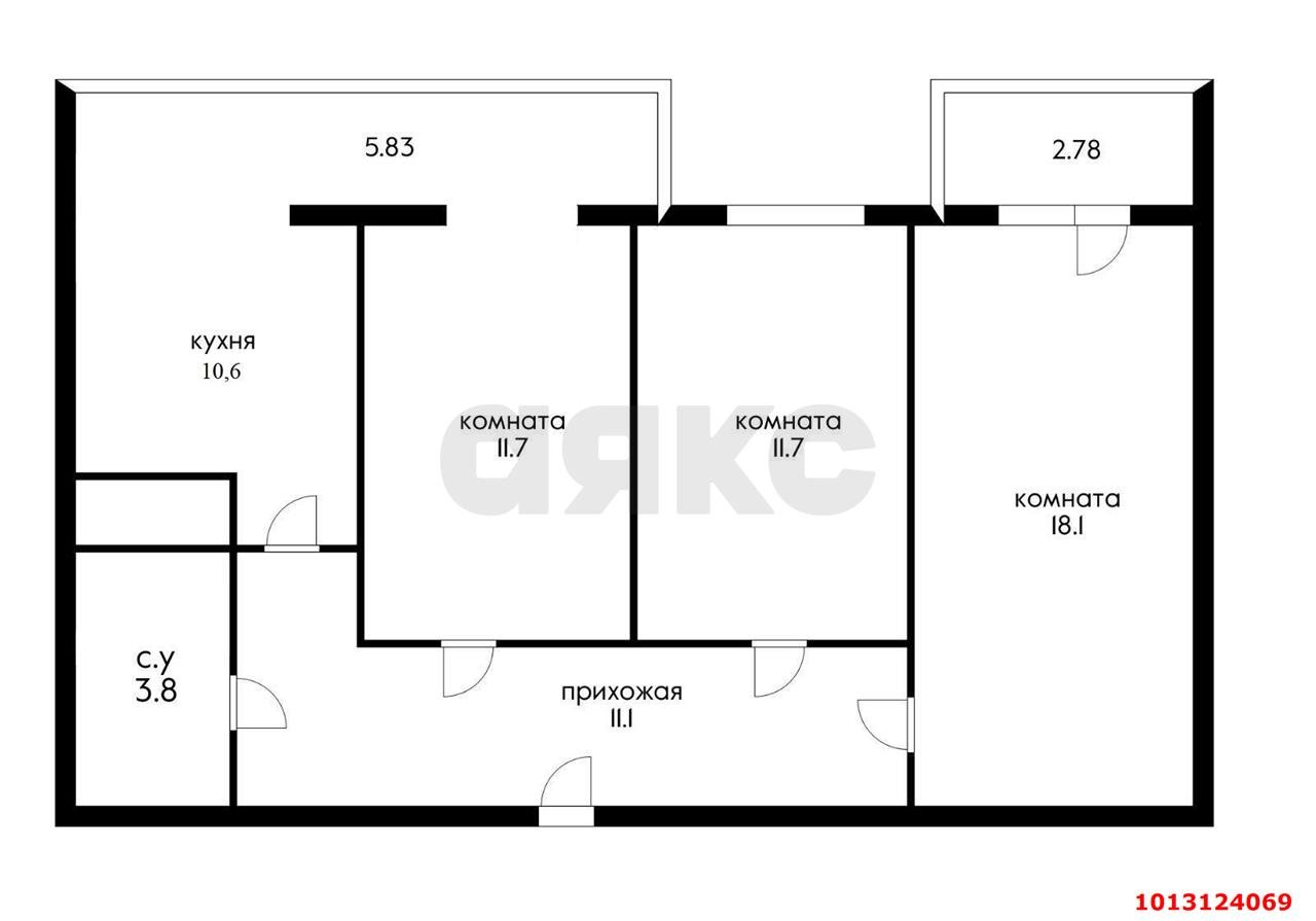 Фото №5: 3-комнатная квартира 65 м² - Краснодар, имени Петра Метальникова, ул. Петра Метальникова, 5к1
