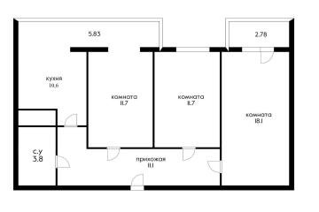 Фото №5: 3-комнатная квартира 65 м² - Краснодар, мкр. жилой комплекс Времена года, ул. Петра Метальникова, 5к1