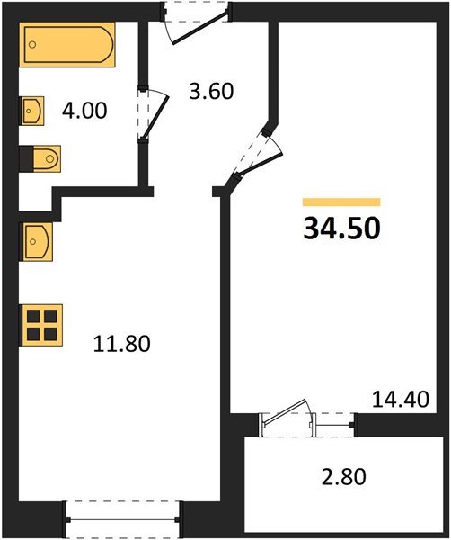 Фото №1: 1-комнатная квартира 34 м² - Краснодар, Прикубанский внутригородской округ, мкр. жилой комплекс Архитектор