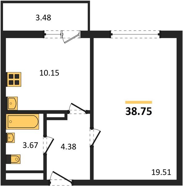 Фото №1: 1-комнатная квартира 38 м² - Майкоп, 