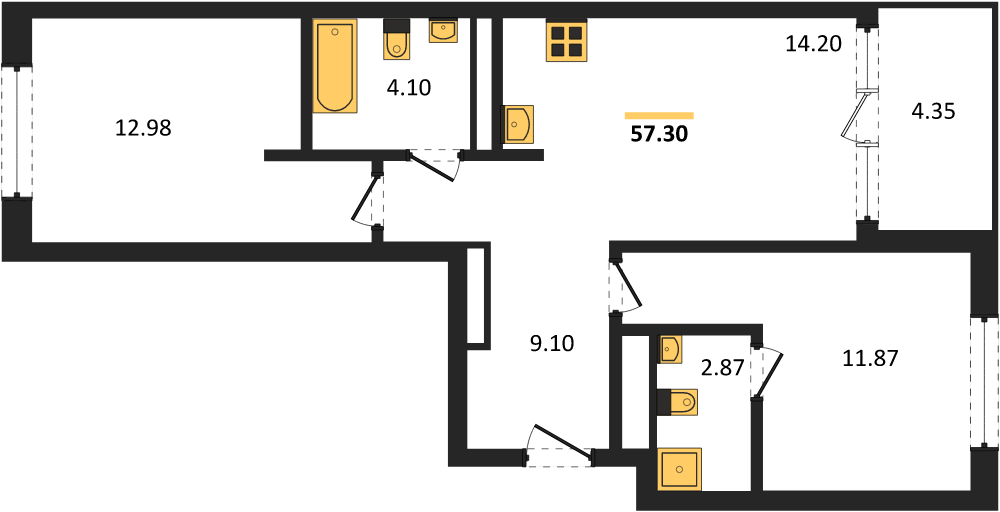 Фото №1: 2-комнатная квартира 57 м² - Краснодар, Карасунский внутригородской округ, Хлопчато-бумажный Комбинат, мкр. жилой квартал Патрики