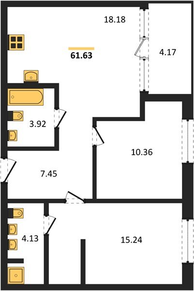 Фото №1: 2-комнатная квартира 61 м² - Краснодар, Карасунский внутригородской округ, Хлопчато-бумажный Комбинат, мкр. жилой квартал Патрики