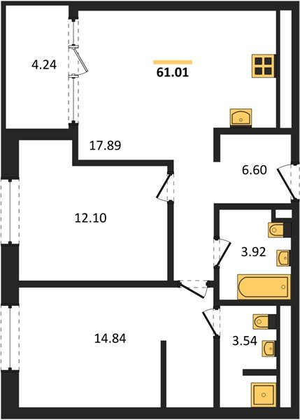 Фото №1: 2-комнатная квартира 61 м² - Краснодар, Карасунский внутригородской округ, Хлопчато-бумажный Комбинат, мкр. жилой квартал Патрики