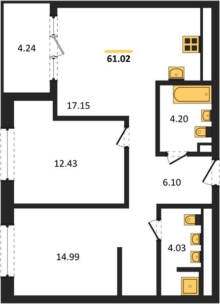 Фото №1: 2-комнатная квартира 61 м² - Краснодар, Карасунский внутригородской округ, Хлопчато-бумажный Комбинат, мкр. жилой квартал Патрики