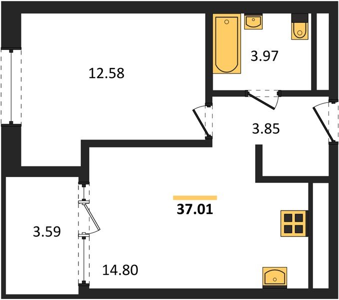 Фото №1: 1-комнатная квартира 37 м² - Краснодар, Карасунский внутригородской округ, Хлопчато-бумажный Комбинат, мкр. жилой квартал Патрики
