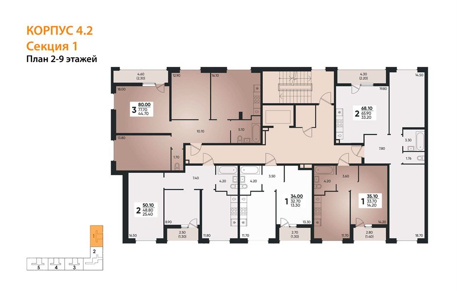 Фото №8: 1-комнатная квартира 33 м² - Краснодар, жилой комплекс Архитектор, мкр. Прикубанский внутригородской округ, ул. Доблести, 8к1