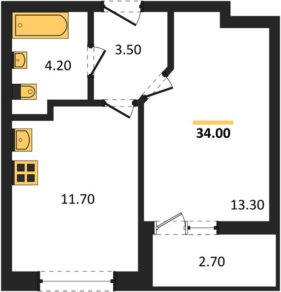Фото №1: 1-комнатная квартира 33 м² - Краснодар, жилой комплекс Архитектор, мкр. Прикубанский внутригородской округ, ул. Доблести, 8к1