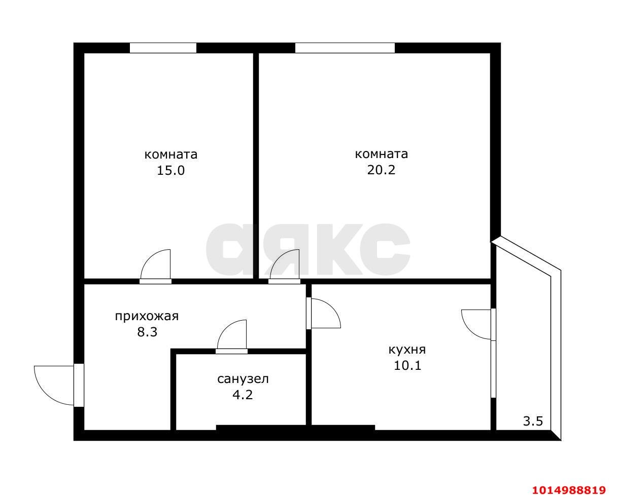 Фото №14: 2-комнатная квартира 61 м² - Краснодар, Музыкальный, ул. им. Хаджинова М.И., 9