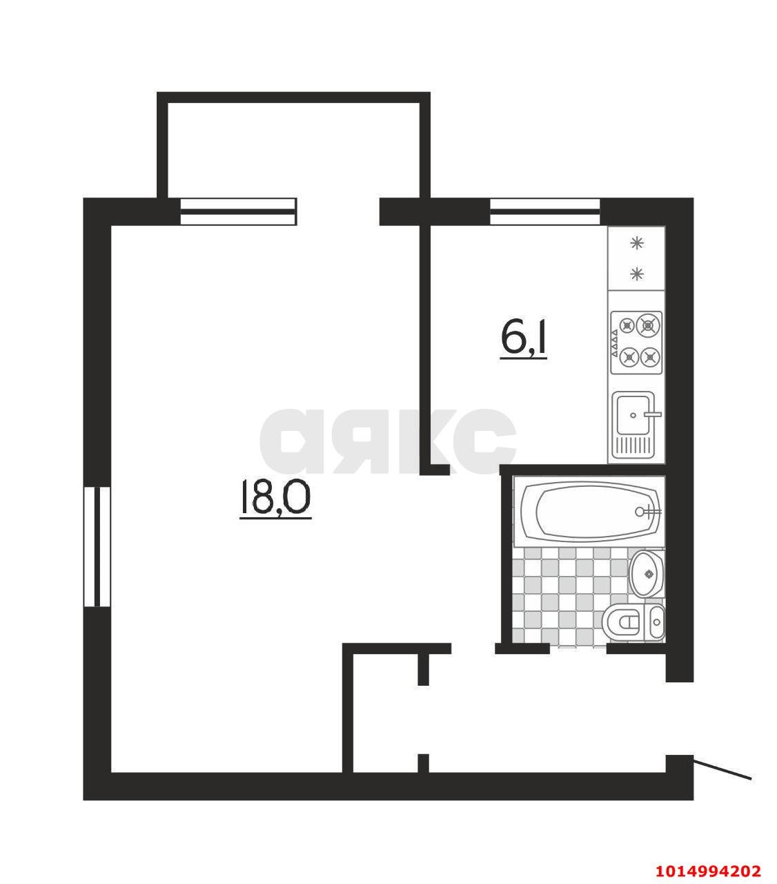Фото №3: 1-комнатная квартира 33 м² - Краснодар, Черёмушки, ул. Ставропольская, 163