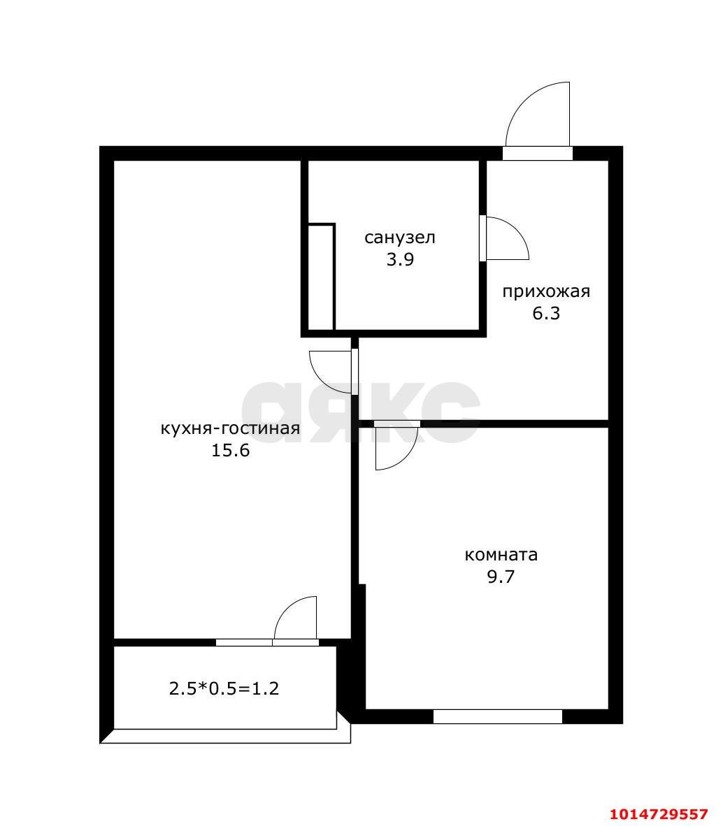 Фото №2: 1-комнатная квартира 36 м² - Краснодар, жилой комплекс Дыхание, ул. Лётчика Позднякова, 2