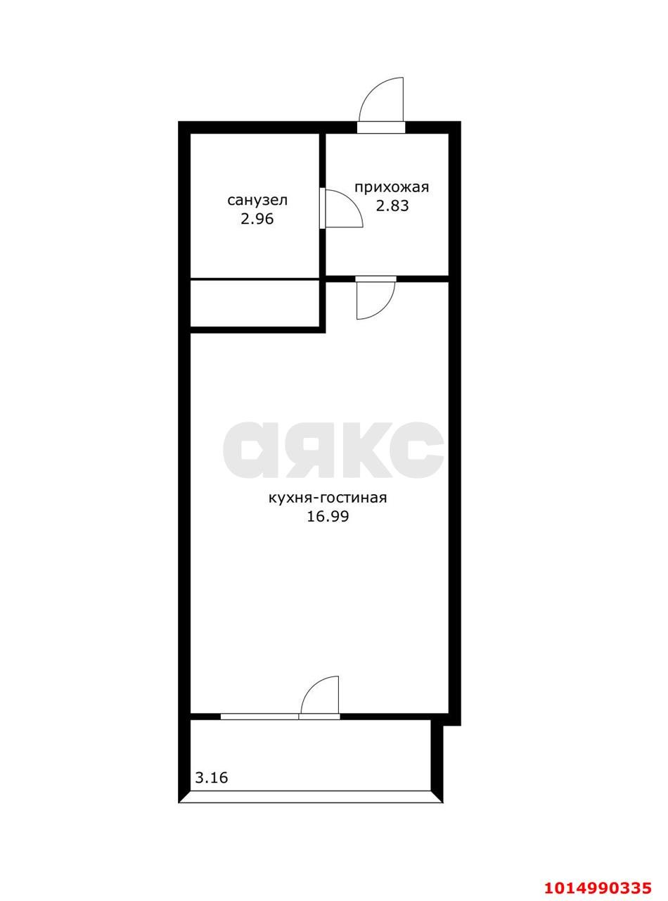Фото №10: Студия 26 м² - Краснодар, имени Петра Метальникова, ул. Петра Метальникова, 3/1к1