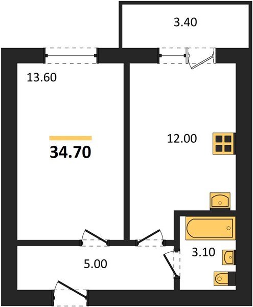 Фото №1: 1-комнатная квартира 34 м² - Новая Адыгея, жилой комплекс Дарград, ул. Тургеневское шоссе, 34/2лит51